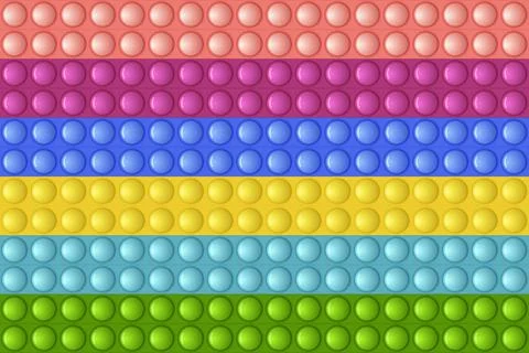 Seamless pattern with trendy game pop it, simple dimple. Rainbow fidget toy Stock Illustration