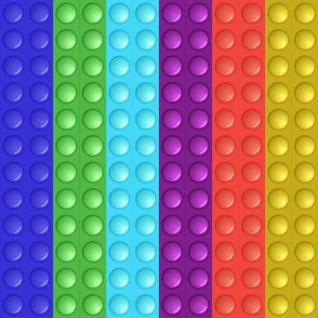 Seamless pattern with trendy game pop it, simple dimple. Rainbow fidget toy Stock Illustration