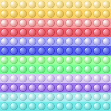 Seamless pattern with trendy game pop it, simple dimple. Rainbow fidget toy Stock Illustration