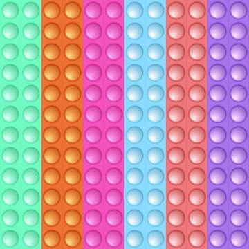 Seamless pattern with trendy game pop it, simple dimple. Rainbow fidget toy Stock Illustration