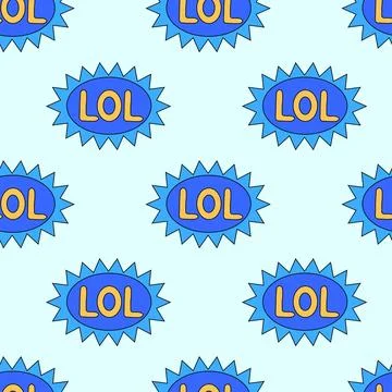 Seamless Pattern with trendy retro sticker LOL Stock Illustration