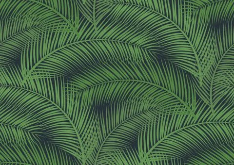 Seamless pattern with trendy tropical summer motifs, exotic leaves Stock Illustration