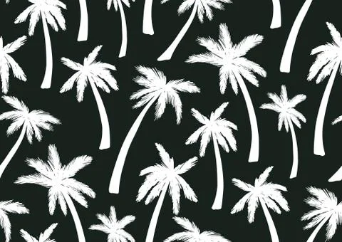Seamless pattern with trendy tropical summer motifs, exotic leaves and plants Stock Illustration