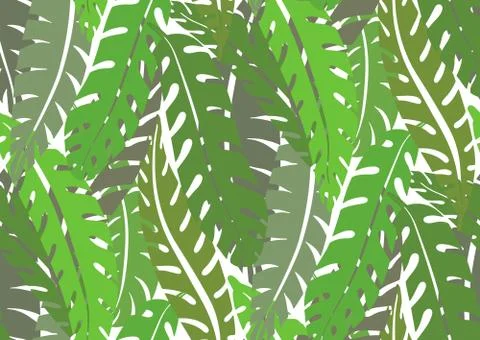 Seamless pattern with trendy tropical summer motifs, exotic leaves and plants Stock Illustration