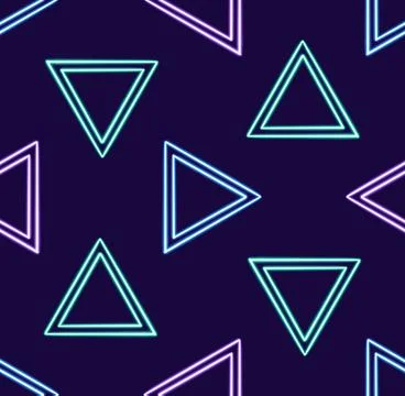 Seamless pattern triangle glowing desktop icon, neon triangle sticker, neon Illustrazione stock