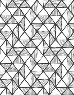 Seamless pattern with triangles. Black and white triangles and stripes Stock Illustration