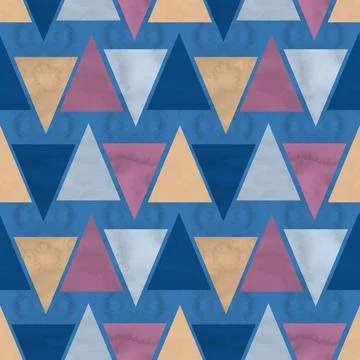 Seamless pattern of triangles in blue and pink colors Stockillustratie