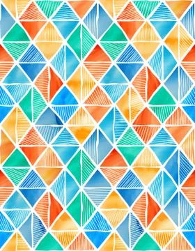 Seamless pattern with triangles. Bright triangles watercolor effect Stock Illustration