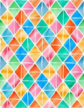 Seamless pattern with triangles. Bright triangles watercolor effect Stock Illustration