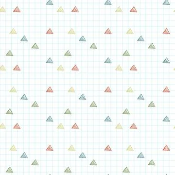 Seamless pattern of triangles primed on checkered paper Stock Illustration