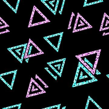 Seamless pattern of triangles. Turquoise and pink glitter. Stock Illustration