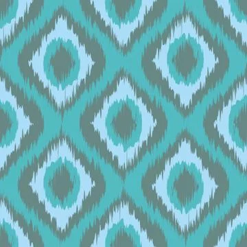 Seamless pattern Tribal Art Ikat Ogee in traditional classic blue and mint .. Illustrazione stock