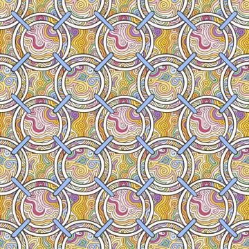 Seamless pattern with tribal boho ornate circle ornament Illustrazione stock