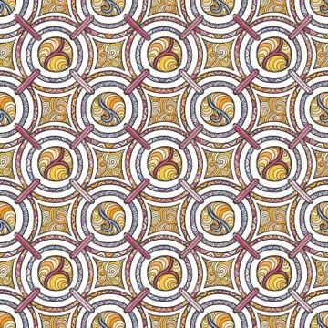 Seamless pattern with tribal boho ornate circle ornament Illustrazione stock