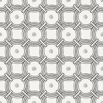 Seamless pattern with tribal boho ornate circle ornament Illustrazione stock