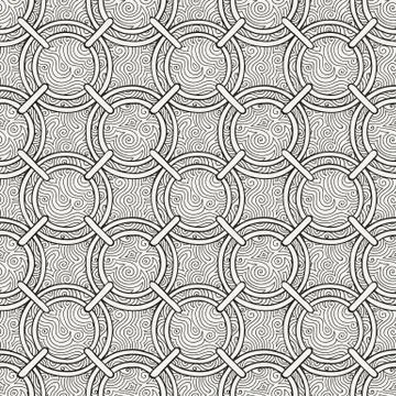 Seamless pattern with tribal boho ornate circle ornament Illustrazione stock
