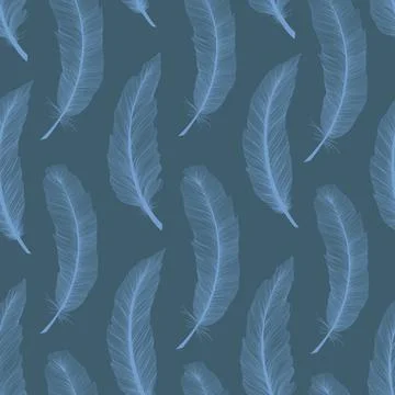 Seamless pattern Tribal Feathers decoration. Ethnic boho style hand drawing. Stock Illustration