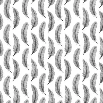 Seamless pattern Tribal Feathers decoration. Ethnic boho style hand drawing. Illustrazione stock