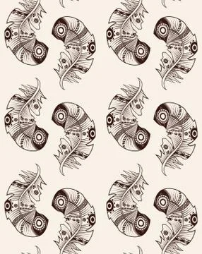 Seamless pattern with tribal feathers. Indian tribal background Stock Illustration