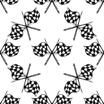 Seamless pattern with tribal racing checkered flag Stock Illustration