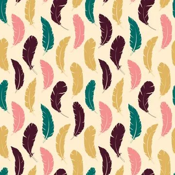 Seamless pattern Tribal silhouette Feathers decoration. Ethnic boho style hand Illustrazione stock