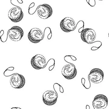 Seamless pattern tricks yo yo sketch hand drawn 库存插图