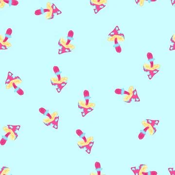 Seamless pattern trip trippy mushroom cartoon vector Stock Illustration