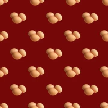 Seamless Pattern Triple Eggs on Red Brown Background Foto stock