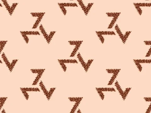 Seamless pattern with Triskelion celtic symbol in pixel style. Pixelated Tr.. Stock Illustration