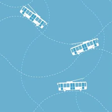 Seamless pattern with trolleybus Stock Illustration