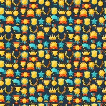 Seamless pattern with trophy and awards Illustrazione stock