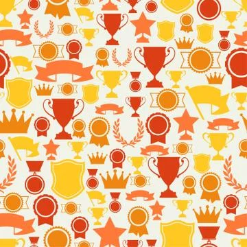 Seamless pattern with trophy and awards Illustrazione stock