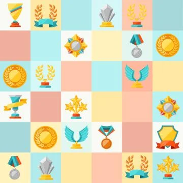 Seamless pattern with trophy and awards Illustrazione stock