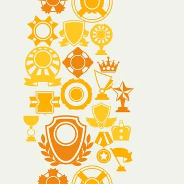 Seamless pattern with trophy and awards in flat design style Illustrazione stock
