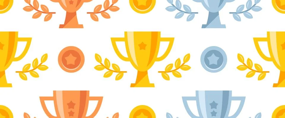 Seamless pattern with trophy cups Stock Illustration