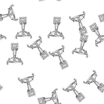 Seamless pattern trophy gold sketch hand drawn Illustrazione stock