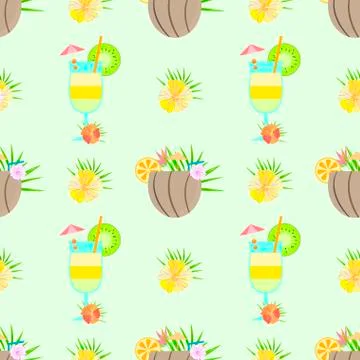 Seamless pattern tropic cocktail vector Illustrazione stock