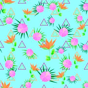 Seamless pattern tropic flowers Illustrazione stock