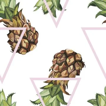 Seamless pattern with tropical Ananas. Element for design of invitations, movie Stock Illustration