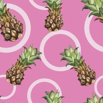 Seamless pattern with tropical Ananas. Element for design of invitations, movie Stock Illustration