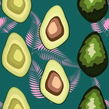 Seamless pattern with tropical and exotic fruits in unique trendy organic sty Illustrazione stock