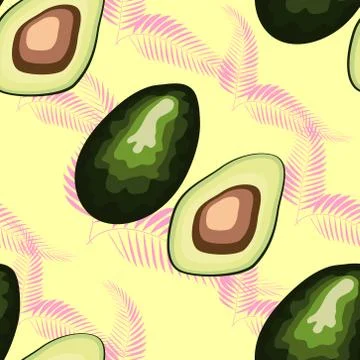 Seamless pattern with tropical and exotic fruits in unique trendy organic sty Illustrazione stock