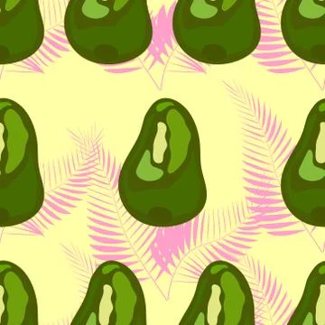 Seamless pattern with tropical and exotic fruits in unique trendy organic sty Stock Illustration