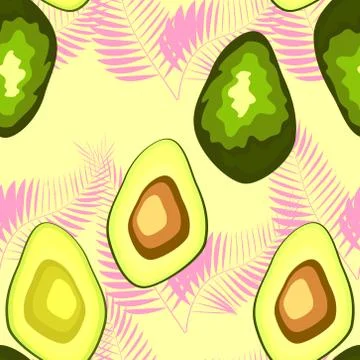 Seamless pattern with tropical and exotic fruits in unique trendy organic sty Illustrazione stock