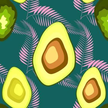 Seamless pattern with tropical and exotic fruits in unique trendy organic sty Stock Illustration