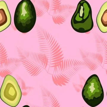 Seamless pattern with tropical and exotic fruits in unique trendy organic sty Illustrazione stock