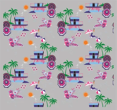 Seamless pattern of tropical elements Stock Illustration