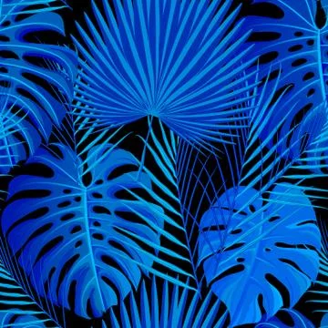 Seamless pattern with tropical exotic palm leaves Stock Illustration