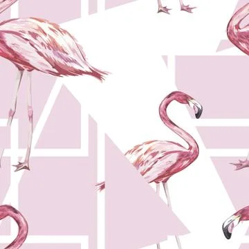 Seamless pattern with tropical Flamingo. Element for design of invitations Stock Illustration