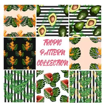 Seamless pattern of tropical flowers green leaves of palm trees and flowers b Illustration